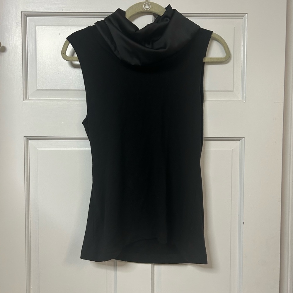Sleeveless Black Cowl Neck Women's Top